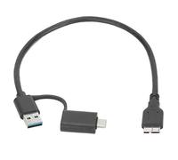 Lazmin112 Cable de Transmisión de Datos de 32 Cm, USB C USB3.0 a Micro USB 3.0 2 in 1 PVC Line, Utilizado para Discos Duros, Impresoras, Concentradores de Red