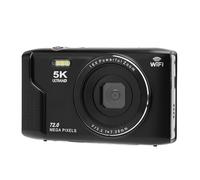 Lazmin112 Cámara Digital 5K, 72MP Pantalla Ultra HD de 2,8 Pulgadas Zoom Digital 16x Cámara WiFi con Enfoque Automático y Flash Incorporado, para Fotografía de Viajes (Black)