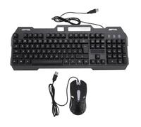 Lazmin112 Combinación de Teclado y Mouse con Cable, Aleación de Aluminio y Material ABS, Diseño de 104 Teclas Mouse de 1200 dpi, Iluminación RGB Vibrante, con USB Plug and Play, para