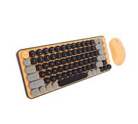 Lazmin112 Combo de Teclado y Mouse Inalámbrico, 85 Teclas Retro Redondas con Personalización de Bricolaje, Conexión 2.4G para OS X PC Portátil