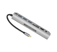Lazmin112 Concentador USB C 9 EN 1, Interfaz Multimedia Tipo C A HD/VGA/USB3.0X3/Tarjeta de Memoria/Tarjeta de Almacenamiento/Adaptador PD, Estación de Acoplamiento Cipo