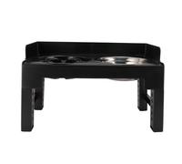 Lazmin112 Cuencos para Perros de la Codicia, los Deflectores Altos Evitan Salpicaduras de Alimentos Elevados Tazones de Comida para Perros Acero Inoxidable para Medianos y Grandes (Black)