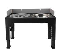 Lazmin112 Cuencos para Perros de la Codicia, los Deflectores Altos Evitan Salpicaduras de Alimentos Elevados Tazones de Comida para Perros Acero Inoxidable para Medianos y Grandes (Grey)