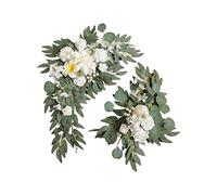 Lazmin112 de Boda Elegantes Guirnaldas de Flores Artificiales para Arreglo Decoración de Fondo para Ceremonia de Boda Espuma de Seda Rosa Verde Juego de 2 Piezas Negro Champán Blanco 29.52 X 15.74