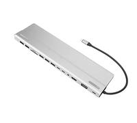 Lazmin112 Estacia DE Acoplamiento 14 en 1, Tipo C A 3 USB 3.0 2 USB 2.0 Tarjeta DE Almacenamiento PD DE 60 W Tarjeta DE Memoria VGA RJ45 .5 Puertos C, Base DE CONCLADOR (Grey)