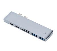 Lazmin112 Estación de Acoplamiento 7 en 2, Concentrador de Estación de Acoplamiento Multipuerto Mini USB 3.1 Plateado, Adaptador USB de Divisor Múltiple Suministros de Oficina para