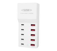 Lazmin112 Estación de Carga USB C, Bloque de Cargador USB y Tipo C de 10 Puertos de Salida Total de 50 W, con Carga de Múltiples Dispositivos y Protección contra Sobrecorriente, para el (Enchufe de