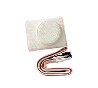 Lazmin112 Funda de Cuero PU para Cámara, Bolsa Protectora Antiarañazos para Cámara con Correa de Hombro Ajustable y Orificio de Rosca de 1/4, para Compacta (White)