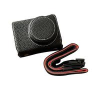 Lazmin112 Funda de Cuero PU para Cámara, Bolsa Protectora Antiarañazos para Cámara con Correa de Hombro Ajustable y Orificio de Rosca de 1/4, para Compacta (Black)
