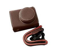 Lazmin112 Funda de Cuero PU para Cámara, Bolsa Protectora Antiarañazos para Cámara con Correa de Hombro Ajustable y Orificio de Rosca de 1/4, para Compacta (Color café)