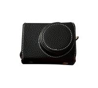 Lazmin112 Funda Protectora para Cámara, Bolsa de Transporte para Cámara Antiarañazos de Cuero PU con Forro Suave con Correa Ajustable para el Hombro y 1 Orificio de 4 Hilos, para un (Black)