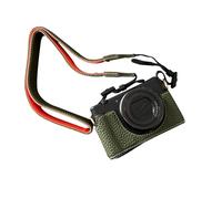 Lazmin112 Funda Protectora para Cámara, Bolsa de Transporte para Cámara Antiarañazos de Cuero PU con Forro Suave con Correa Ajustable para el Hombro y 1 Orificio de 4 Hilos, para un (Green)