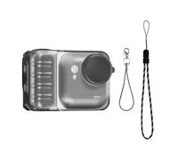 Lazmin112 Funda Protectora para Cámara de TPU, Ajuste Moldeado Personalizado para Cámara de Acción con Protección Cómoda y Segura y Absorción de Impactos, con Tapa de Lente Cordón, para (Negro