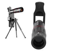 Lazmin112 Kit de Lentes para Cámara de Teléfono, Lente Telescópica 28X 198 Ojo 0,6X Gran Angular 20X Macro con Trípode de Abrazadera Ajustable, para Teléfonos Inteligentes Fotografía
