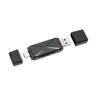 Lazmin112 Lector de Tarjetas de Almacenamiento USB 3 en 1, Lector de Tarjetas de Memoria Portátil USB C USB 3,0 Micro USB con 3 Conectores, para Win OS X Android (Negro)