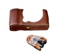 Lazmin112 Medio Estuche para Cámara X M5, Estuche Protector Cuero PU de Ajuste Preciso con Correa para el Hombro, Marco de Aleación Aluminio Antiarañazos para Mejor Agarre y Montaje (Brown)
