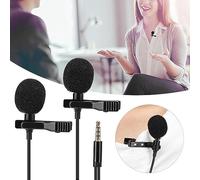Lazmin112 Micrófono con Mini Collar de Clamp/Holder, Canales Estéreo y Recepción de Radio Integral, Señal Fuerte y Bajo Nivel de Ruido, para Teléfono Móvil en Entrevista Derabación de Transmisión