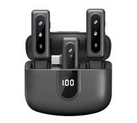 Lazmin112 Micrófono Lavalier Inalámbrico, Micrófono con Cancelación de Ruido con Efecto de Reverberación, para Cámara de Teléfono Móvil, Grabación de Vídeo en Vivo