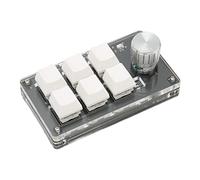 Lazmin112 Mini Teclado de 6 Teclas con Perilla, Teclado Mecánico Macro Programable con una Sola Mano con Interruptor Azul, Bluetooth Inalámbrico, Cable USB, para Juegos de Oficina y Medios