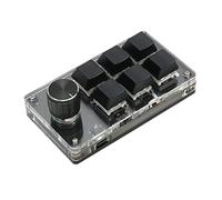 Lazmin112 Mini Teclado de 6 Teclas con Perilla, Teclado Mecánico Macro Programable con una Sola Mano con Interruptor Azul, Bluetooth Inalámbrico, Cable USB, para Juegos de Oficina y Medios