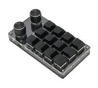 Lazmin112 Mini Teclado USB, Teclado Mecánico con Interruptor Azul con una Sola Mano, Teclado Macro Programable USB con Cable con 12 Teclas y 2 Perillas, Luz RGB, para Office Gamer Designer