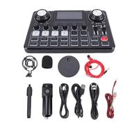 Lazmin112 Paquete de Micrófono Podcast, Micrófono Condensador 3,5 Mm con Brazo Articulado y Tablero Mezclador Sonido, Pantalla LED Ajustable para Grabación PC, Transmisión de Juegos