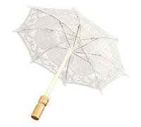 Lazmin112 Paraguas de Encaje, Paraguas de Encaje de Novia Vintage, Paraguas de Palo con de Madera, Accesorios de Boda para Fiestas, Accesorio de Foto, Tamaño Pequeño de 11,4 Pulgadas(Beige pequeño)
