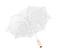 Lazmin112 Paraguas de Encaje, Sombrilla Vintage, Sombrilla de Boda, Paraguas de Palo, Decoración de Escenario para Banquetes, Accesorio de Fotografía, 20 Pulgadas(Blanco Tamaño Grande)