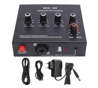 Lazmin112 Preamplificador de Micrófono, Ganancia Clara de 60 DB, Alimentación Fantasma de 48 V, Entrada de 3 Canales con Entradas Estéreo XLR Balanceadas de 6,35 Mm y 3,5 Mm, para (Enchufe de la UE)