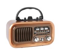 Lazmin112 Radio Portátil Am FM SW, Altavoz Vintage con Panel Solar, Carga USB, Batería Recargable, para Viajes de Camping Al Aire Libre en Casa (Gold)