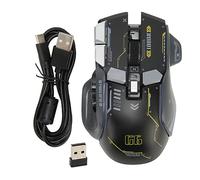 Lazmin112 Ratón para Juegos, Conexión Bluetooth de 3 Modos con Cable de 2,4G, 5 dpi Ajustables, Ratón Programable Ergonómico Silencioso con 11 Luces RGB para para Android para iOS