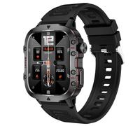Lazmin112 Reloj Inteligente, 1,96 Pulgadas HD Pantalla, Respuesta/Realización Llamadas BT, Seguimiento Actividad Física, Voz Asistente, Monitor De Sueño, Linterna, Reloj Deportivo (Black)