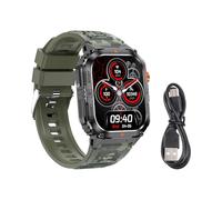 Lazmin112 Reloj Inteligente, Pantalla HD 2,0 Pulgadas, 100+ Modos Deportivos, Monitor de Actividad Física con Monitor Frecuencia Cardíaca y Resistencia Al Agua IP68, Linterna LED (Camuflaje Verde)