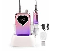 Lazmin112 Taladro de Uñas Portátil, Lima de Uñas Eléctrica Recargable de 35000 RPM con Pantalla LCD y 6 Puntas, para Manicura, Pedicura, Salón, Uso Doméstico (Enchufe de la UE)