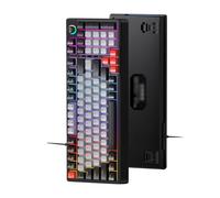 Lazmin112 Teclado Mecánico T-Wolf T50 RGB, Interruptor Azul Intercambiable en Caliente de 98 Teclas con Iluminación Dinámica y Perilla Giratoria, Diseño Ergonómico para Juegos de (Negro Gris Rojo)