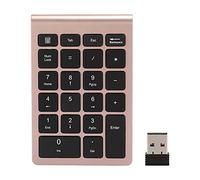 Lazmin112 Teclado Numérico Inalámbrico USB de 22 Teclas,XP/7/8/10, Diseño Ergonómico, Rebote Rápido, 80 Horas de Uso (Oro Rosa)