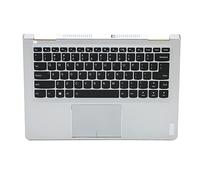Lazmin112 Teclado Reposamanos para Computadora Portátil, Reemplazo para Yoga 710 14, 710 14ISK, 710 14IKB, Carcasa Plateada, Conjunto de Panel Táctil Retroiluminado con Teclas Negras,