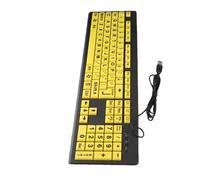 Lazmin112 Teclado USB, Accesorio de ComputeráRa Botón con Cable de la Empresa de Letras Grandes de Color Amarillo con Soporte Oculto Fácil de Ajustar Compatible para Vista/XP/OS X