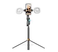 Lazmin112 Trípode de Seguimiento Facial Automático, Soporte de Cámara AI de Rotación 360 con Luces de Anillo Dual y Control de Gestos, Trípode Expandible para Teléfono Inteligente