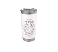 Lazo con forma de fantasma espeluznante para Halloween, diseño de Coquette Boo Babe, color rosa Vaso térmico de acero inoxidable de doble pared