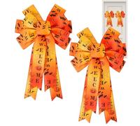 Lazo con guirnalda de Halloween, lazos de Halloween | Gran lazo con guirnalda de otoño 2 x cableados - Suministros para fiestas de Halloween Fantasma de telaraña de calabaza, puerta de casa rústica