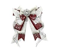 Lazo de cinta con borlas para decoraciones de bolsos Ita, lazo de lolita DIY con cadena de diamantes y perlas, decorativo para mujeres y niñas, accesorios de vestido de fiesta (rojo)