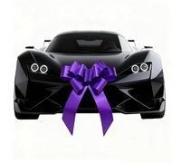 Lazo de coche de 30 pulgadas, lazo de regalo gigante con feliz cumpleaños para automóvil, lazo grande para automóvil, lazo grande para regalos con 4 lazos pequeños, color morado