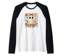 Lazo de Encaje Fantasma de Halloween, Boojee Coquette Bow, Spooky Vibes, Camiseta Manga Raglan