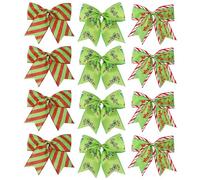 Lazo de Navidad, juego de 12 piezas decorativas resistentes a los rayos UV, tela vibrante resistente a la intemperie, elegante acento festivo para puerta de fiesta, guirnalda, árbol, porche