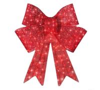 Lazo de Navidad preiluminado de 61 cm para exteriores, plástico rojo | Diseño de plástico ligero, instalación sencilla para patios, porches o árboles, iluminación LED brillante para un ambiente