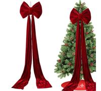 Lazo de Terciopelo Extragrande para la Punta del árbol de Navidad, 80/110/160/180/200 cm, Lazos Rojos Gigantes para la Punta del árbol, decoración navideña para el hogar, Bodas y Fiestas