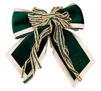 Lazo de terciopelo para vacaciones con bordes flocados de felpa, tamaño grande para decoración de Navidad, alambre de acero flexible que permite una fácil forma y fijación (verde)