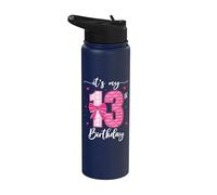 Lazo divertido para fiesta de cumpleaños de 13 años con texto en inglés "It's My 13th Birthday" Stainless Steel Insulated Water Bottle