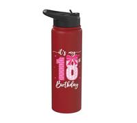 Lazo divertido para fiesta de cumpleaños de 18 años con texto en inglés "It's My 18th Birthday" Stainless Steel Insulated Water Bottle